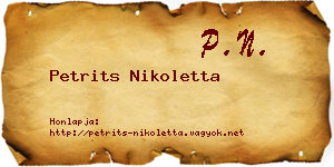 Petrits Nikoletta névjegykártya